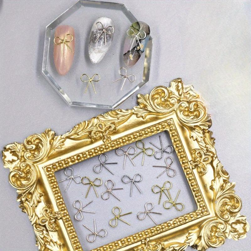 50Pcs Exquisite Sweet Nail Bow Wrapped Retro Simple Three-dimensional Alloy Nail Jewelry Rivets Hand-worn Nail Top Decoration