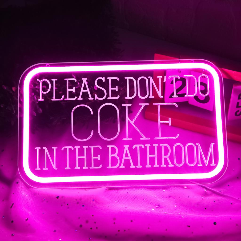 Please Don't Do Coke in the Bathroom 3D Engraved Neon Light Pink LED Neon Sign for Art Wall Decor Birthday Christmas Gift