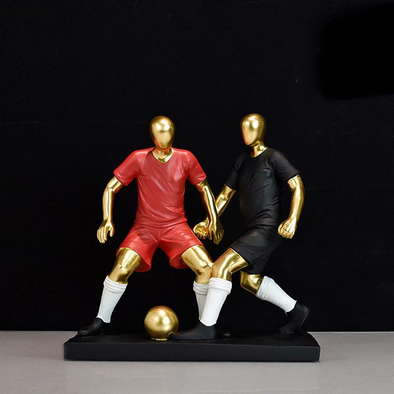 Soccer Team Figurine Resin Football Player Figurine Miniature Football Boys Model Home Art Football Decoration For Wine Cabinet