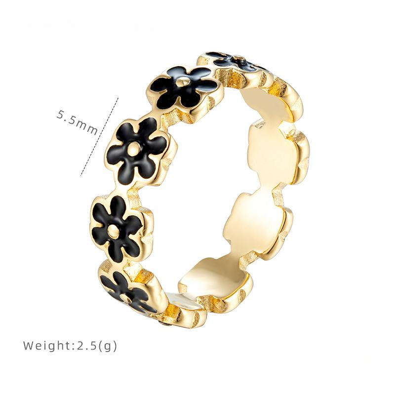 

Черное Масло Капающее Цветочное Кольцо Женское Нишевое Высококлассное Легкое Роскошное Ювелирное Изделие Титановая Сталь 9