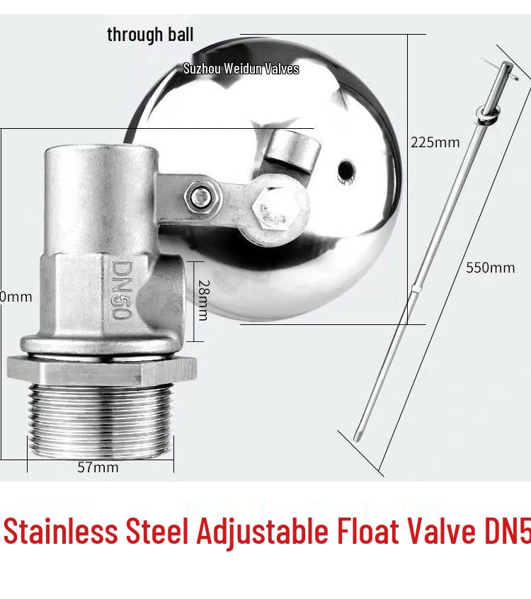 

Поплавковий клапан з нержавіючої сталі 304, контролер рівня води для бака/вежі, впускний отвір 4 точки DN50.