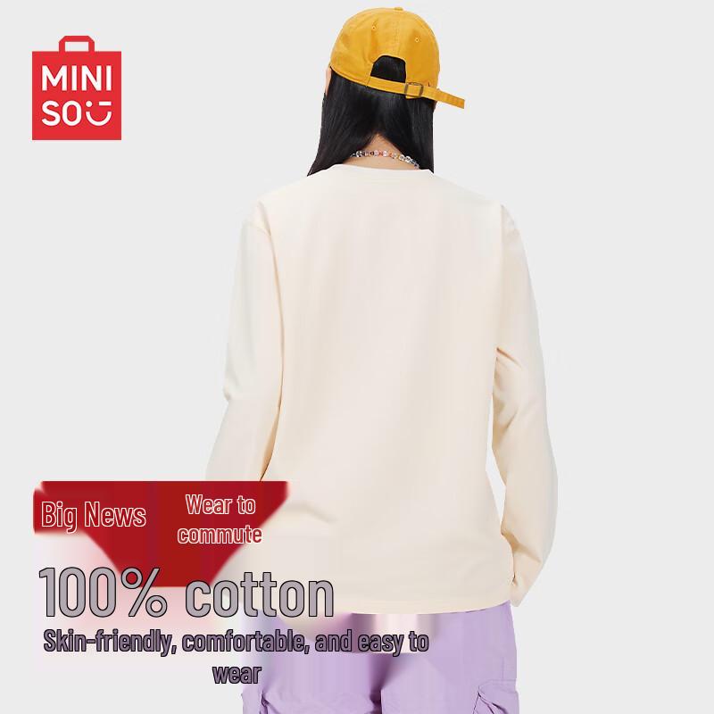 MINISO Men's Heavyweight Pure Cotton Long Sleeve T-Shirt