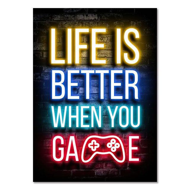Gaming Room Decoration Poster Wall Art Video Game Canvas Painting Playroom Decor Picture for Gamer Boy Bedroom Prints Decor
