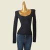 Water Drop Collar Threaded Undershirt Fashion Wind Slim Looking Long Sleeve Inner Wear Sexy Top Foreign Trade Original Order Knitwear