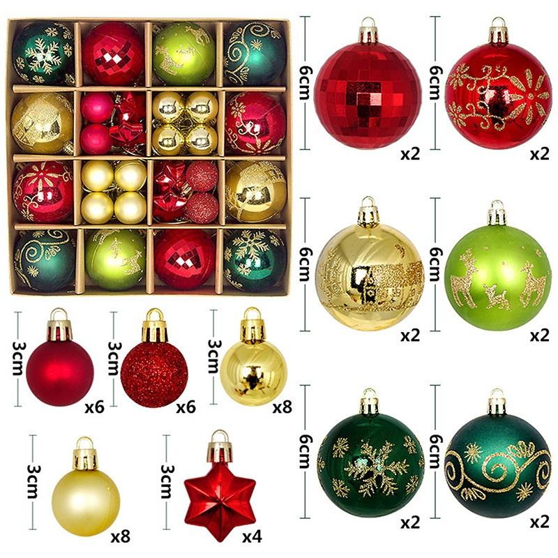 44 Stück 6 cm Weihnachtsbaumkugel Weihnachtsdekoration Xmas Baum Anhänger Ornamente Heimdekoration Navidad Party Neujahr 2027 Partyzubehör