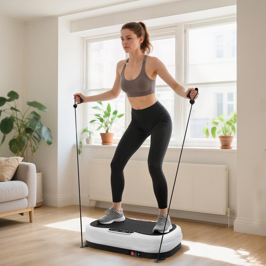 Vibration Platform, 50 Speeds, 3 Programs, LED Screen, Remote, Elastic Bands