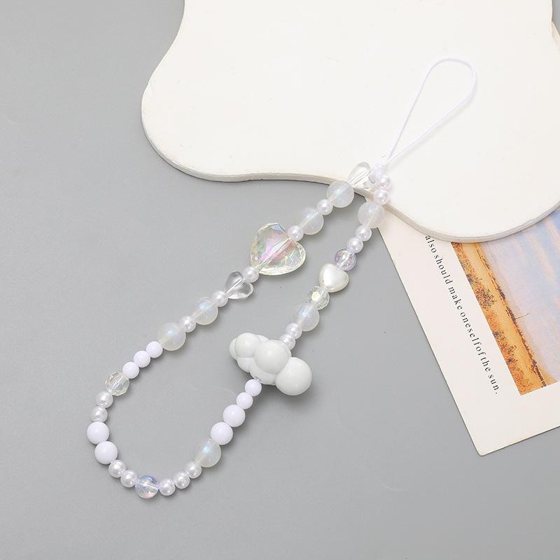 Colorful Bear Cartoon Phone Case Lanyard with Square Plaid Electroplating