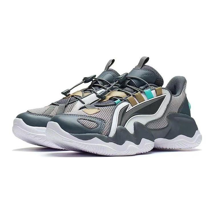 Li-Ning Cloud Cushioning Rebound Balance Support Durable Lightweight Breathable Non-Slip Anti-Kick Casual Shoes Kids Shoes Black White Gray YKCQ198-55