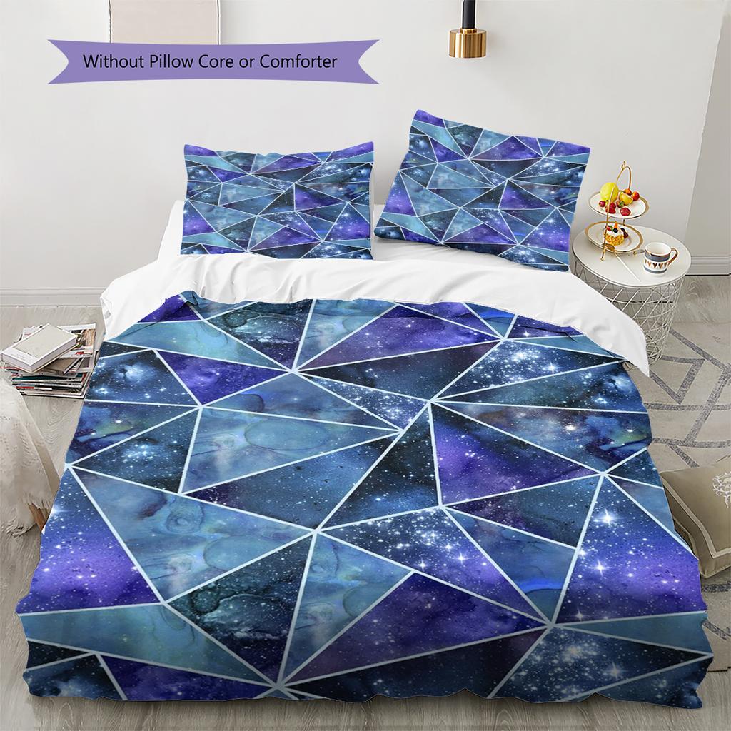 Abstract Geometric Pattern Bedding Quilt Set Quilt Cover Pillowcase Home Decoration Birthday Gift (1 * duvet cover + 2 * pillowcase, without core)