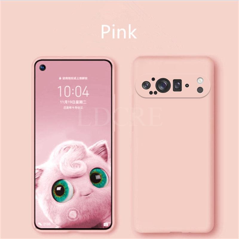 

For Google Pixel 9 Pro Case Liquid Silicone Coque Pixel 9 Pro XL Cover TPU Rubber Phone Protector Case Pixel 9 Pro Cover Pixel 9 розовый