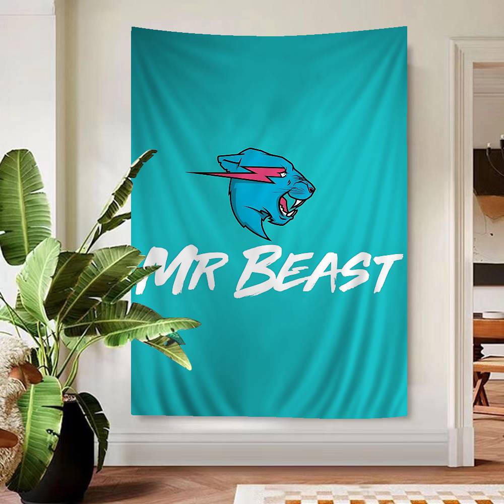 Game Blogger Mr-Beasts Cartoon Tapestry Hippie Flower Wall Carpets Dorm Decor Art Home Decor 100X70CM