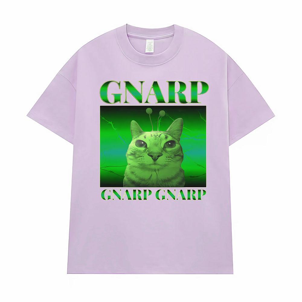 Silly Alien Graphic Gnarp Cat Meme Print T-Shirt Men's Clothing Y2K Vintage Classic T Shirt Unisex Short Sleeve Oversized TShirt