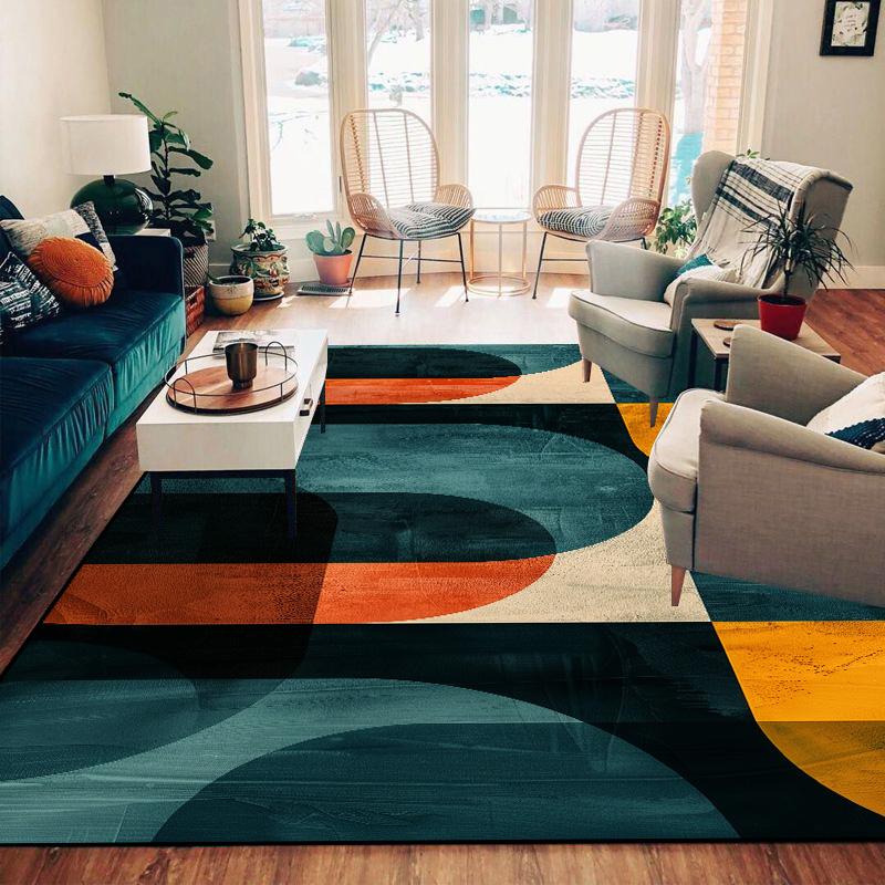 Abstrakter Geometrischer Teppich für Wohnzimmerdekoration Sofatisch Große Teppiche Schlafzimmer Küche Flur Balkon Rutschfeste Fußmatte