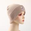 Little Angel Red Heart Print Knit Cap Beanie, Woman Cap Autumn Elastic Simple Bonnet Knitted Hat Beanie