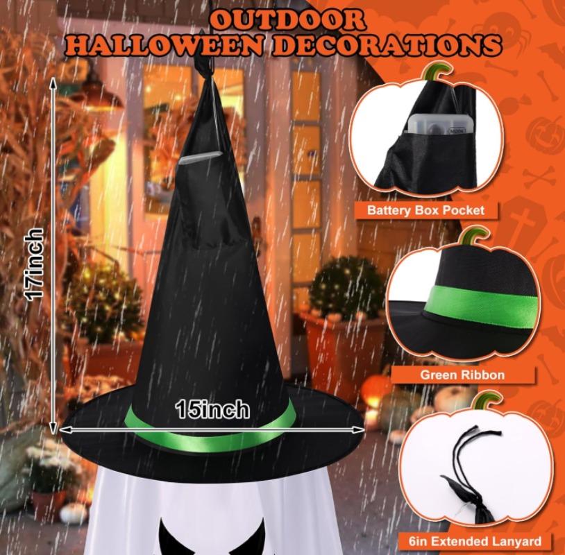 1-2PCS Halloween Glowing Pumpkin Wizard Hanging Prop for Kids Indoor Outdoor Haunted House Setup Party Scene Decor Accessories