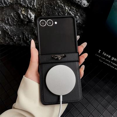 360° drehbarer magnetischer Ringhalter Handyhülle Für Samsung Z Flip 7 FE 6 5 4 3 Flip6 Flip5 Flip4 Flip3 5G PU-Leder Rückseite