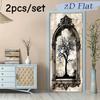 2pcs Gothic Retro Carved Arch Wall Stickers, Creative Frameless Decorative Mirror Effect Stickers, Living Room Foyer Corridor Ba