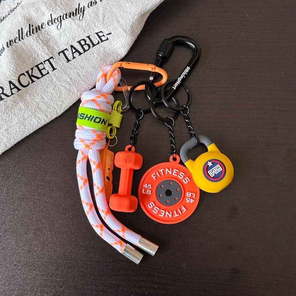 Mini Fitness Series Pendant with D-shaped Buckle Simulation Dumbbells Keyring  Bodybuilder