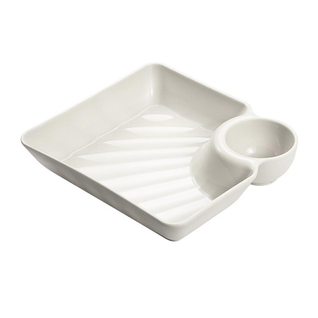 Dumpling Plate Dumpling Plate with Dipping Saucer 7.2inch Divided Chip and Dip Serving Platter Set for Dumpling Snack Sushi