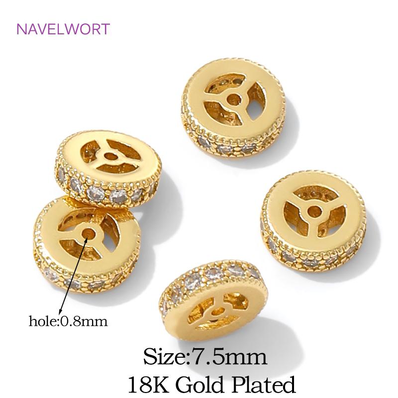 

18K Gold Plated Round Wheel Spacer Beads For Jewelry,Beads Separators For Bracelets,DIY Beading Jewelry Making Accessories 2 Pieces