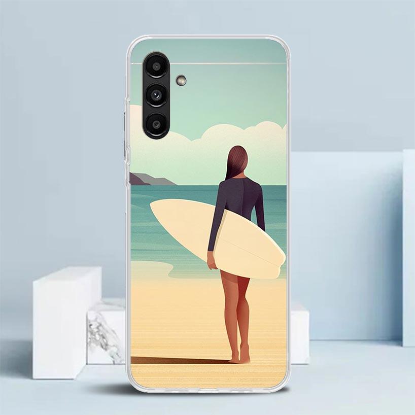 Surfbrett Ästhetisches Handyhülle Für Samsung Galaxy A17 A37 A57 A16 A15 A14 A13 A56 A55 A54 A53 A36 A35 A34 A33 A26 A25 A24 A23 G