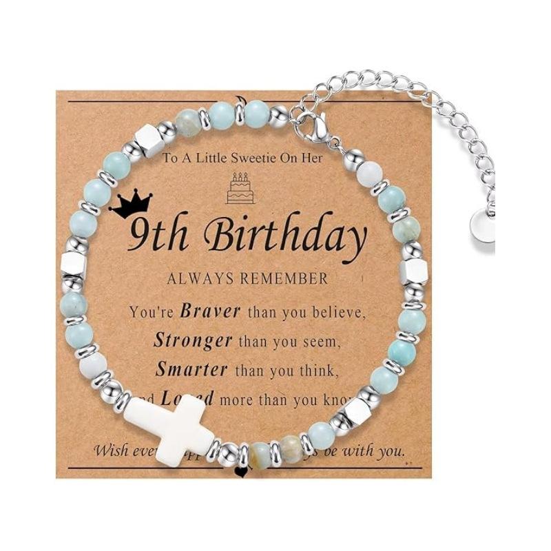 JYL TS Bracelet  Cross Pendant Natural Stone Graduation Gift Inspires Faith