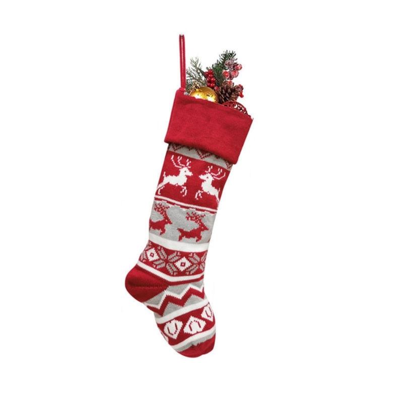 Traditional Christmas Stocking Festive Home Christmas Tree Fireplaces Hanging Ornament Stockings Candy Gift Bag