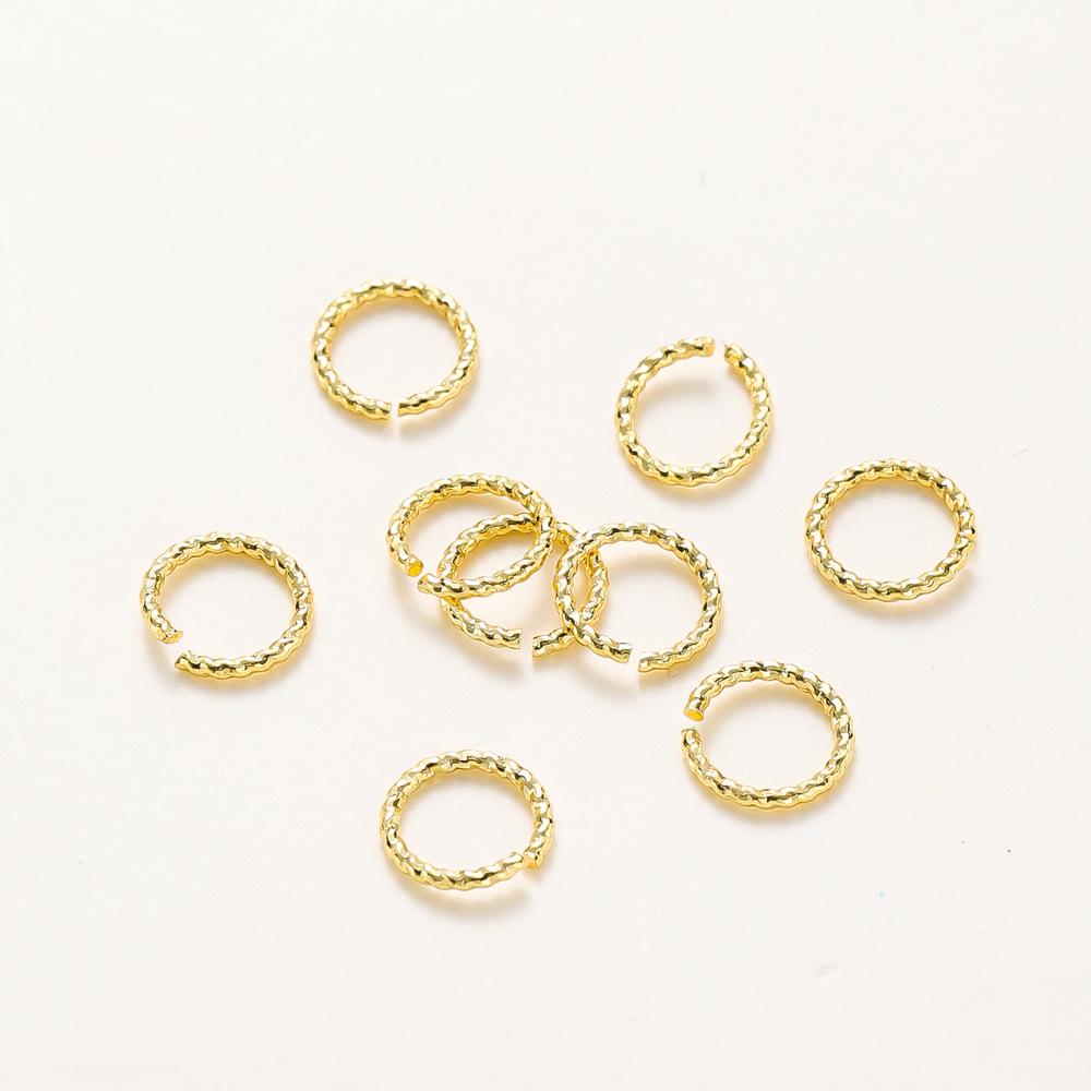 14k Gold-Plated Copper Twisted Open Ring - DIY Jewelry Accessory, Embossed Design, Color-Preserving.