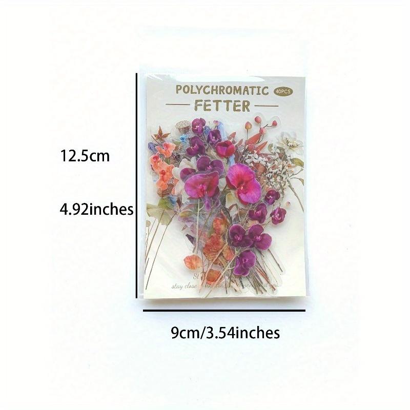 40sheets/Pack Vintage Flower Plants Notebook Decorative Stickers PET Decorative Stickers For Scrapbooking Label Diary Stationery Album Telephone