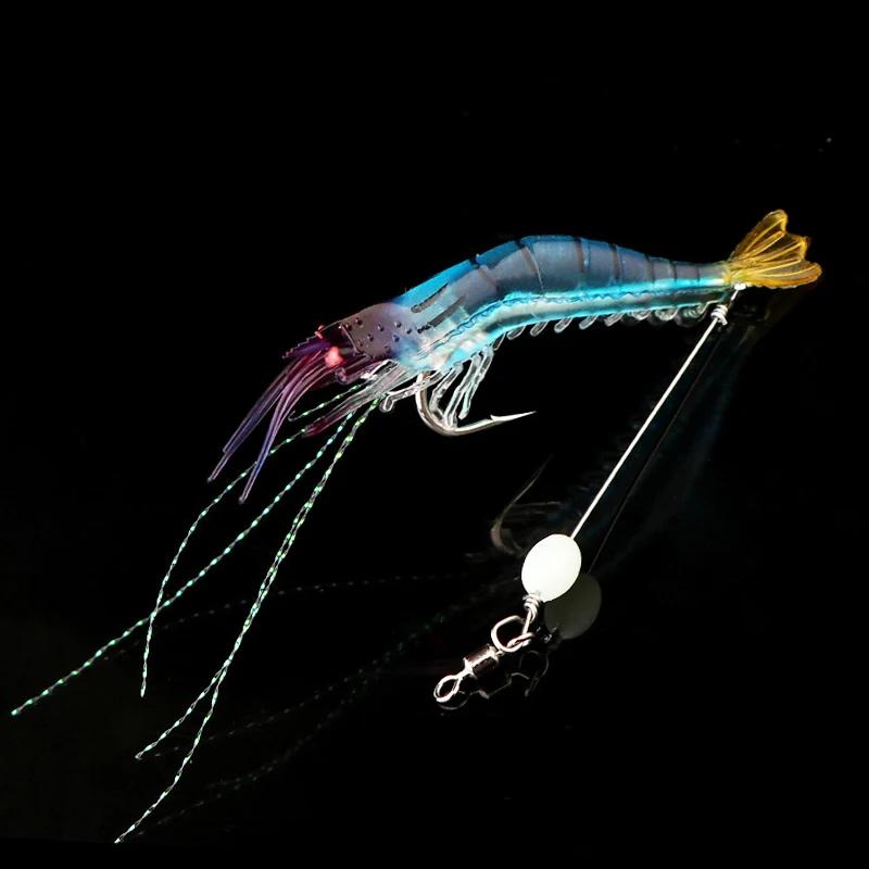 1 Stück Leuchtende Weiche Angelköder Gefälschte Garnele Schwimmender Geformter Köder Bionische Künstliche Garnele mit Haken Angelausrüstung