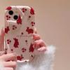 Red Flowers Rabbit Pattern Phone Case For iPhone 17 16 15 14 11 Pro Max Plus 13 12 Mini 16E 17 Air XS Max XR Bumper Clear Cover