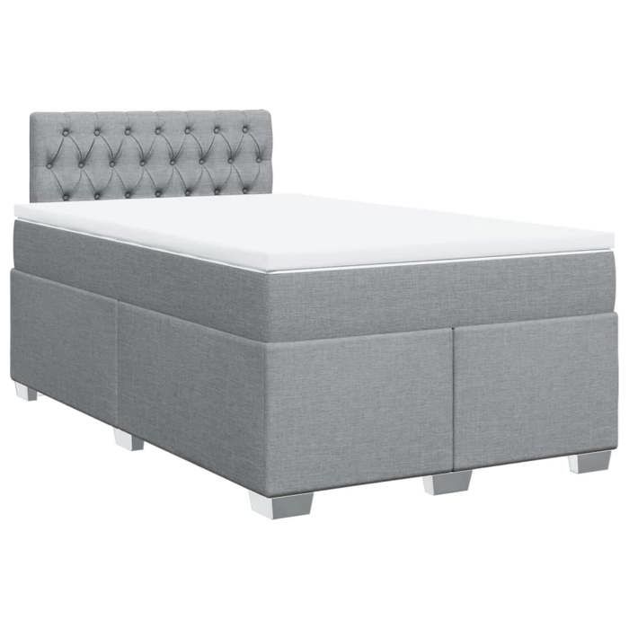 Exclusive House - Bed Slat Base with Mattress Light Grey 120x200cm Fabric