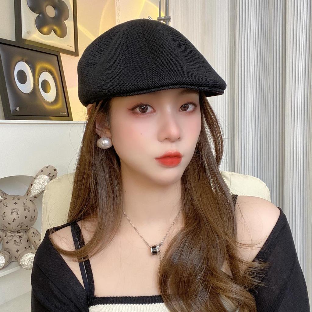 Trendy Women's Berets Thin Breathable Painter Hat Anti-sun Solid Winter Beret Lady
