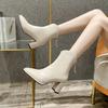 New Short Boots High Heel Thin Boots Autumn and Winter New Pointed White Single Boots Fashionable Martin Boots