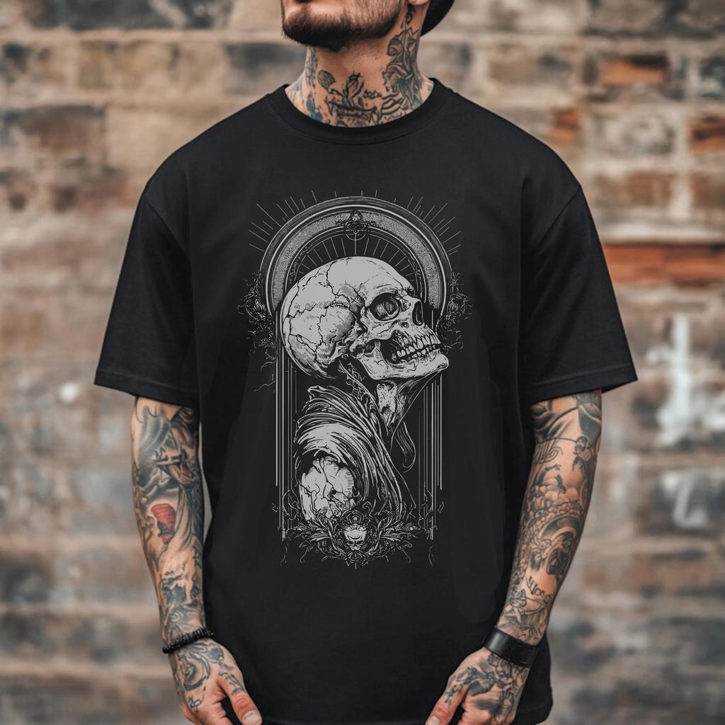 Gothic Skull Comfort Colors TShirt Alternative Streetwear Occult Graphic Tee Alt Metal Grunge Punk Shirt Gift For Goth Boyfriend