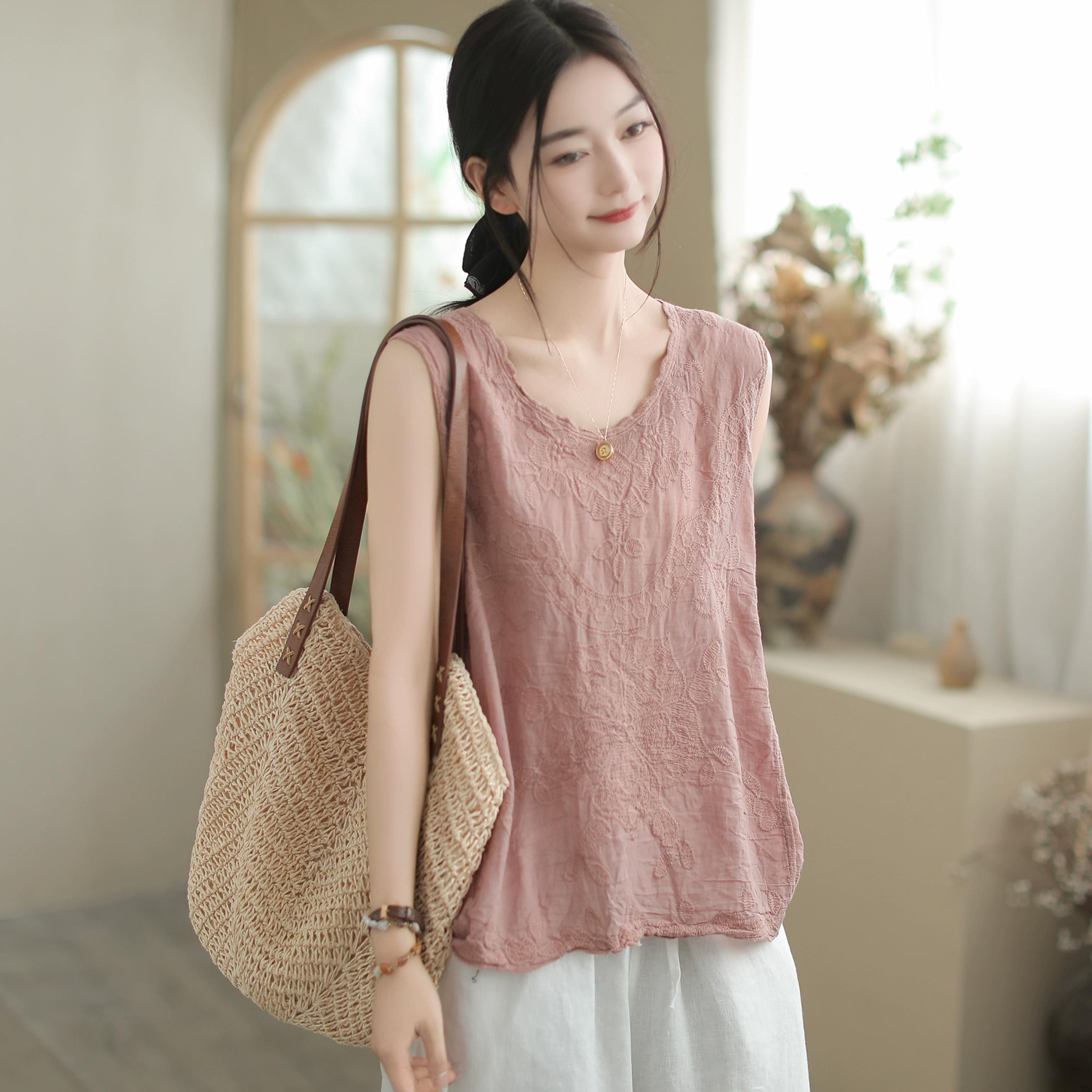 

DIMANAF 2025 Новые женские летние базовые футболки без рукавов, модные топы, футболки, повседневные свободные белые футболки One Size розовый