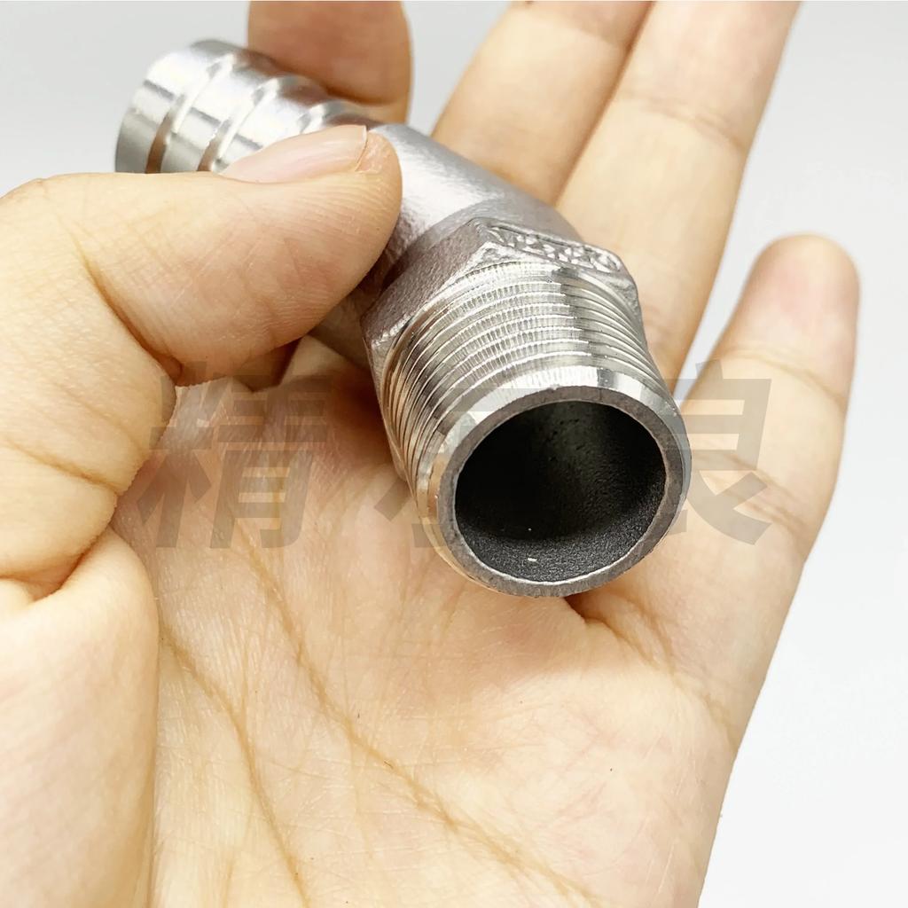 1/8" 1/4" 3/8" 1/2" 3/4" 1" BSPT Male 6 8 10 12 15 20 25 32 Mm Hose Barb 45 Degree Elbow Connector 304 Stainless Pipe Fitting
