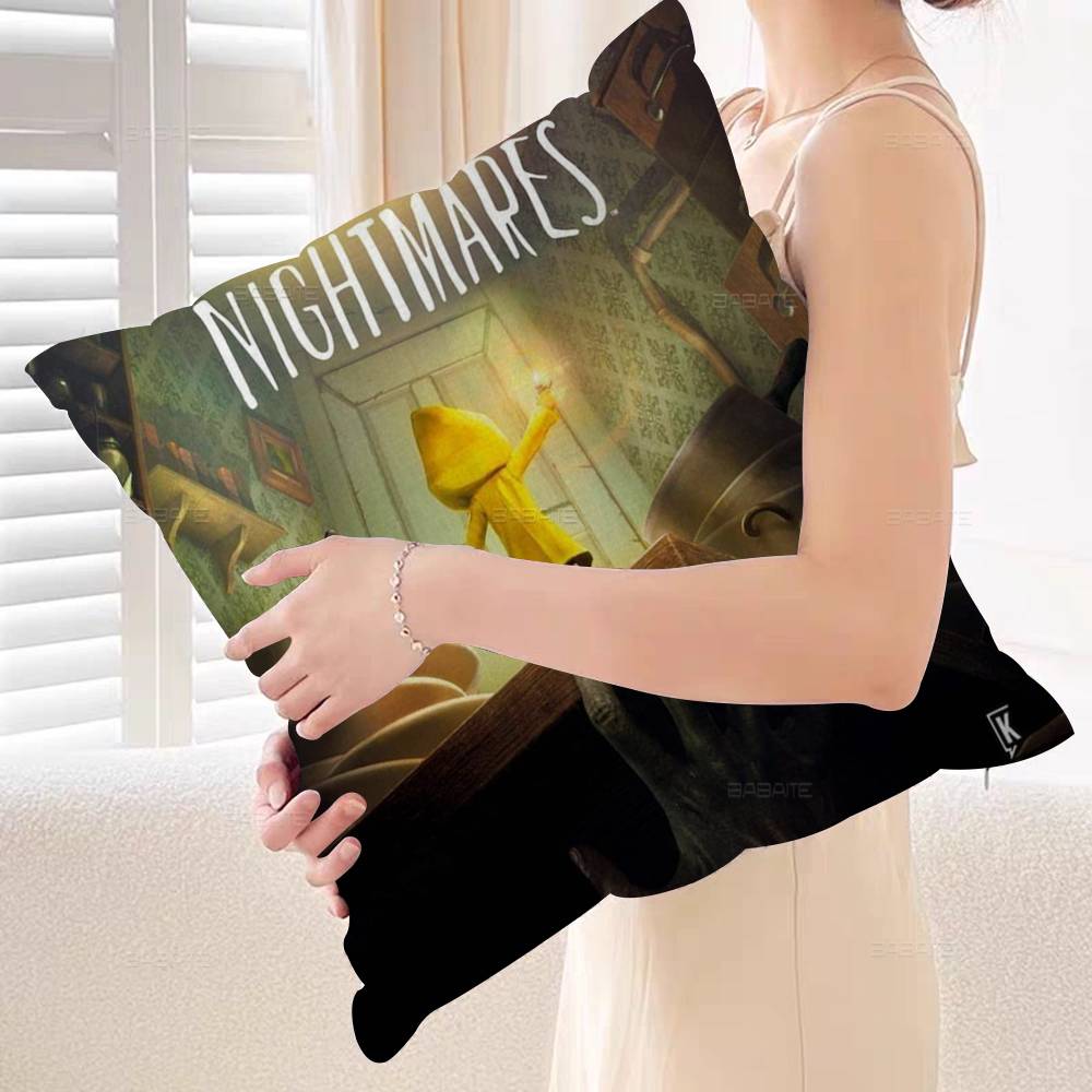 Game L-ittle N-ightmares Cushion Cover Car Throw Pillow Case For Sofa Car Christmas Gift 40x40cm 45x45cm