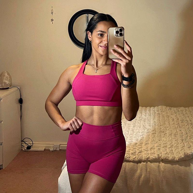 

Irongirl Fitness Bra Women High Strength Shockproof Sports Underwear Push up One-Piece Beauty Back Yoga Clothes Vest XL Magenta