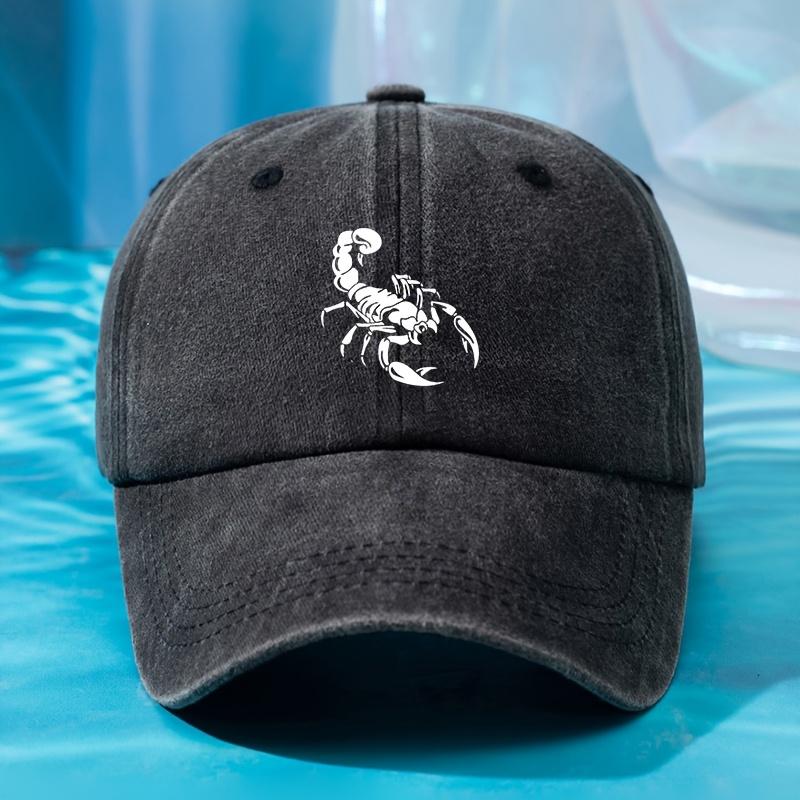 

Ретро выстиранная бейсболка, принт скорпиона, регулируемая хип-хоп кепка дальнобойщика, шляпа для вечеринки на открытом воздухе, для кемпинга