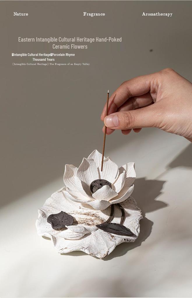 Xichun Handmade Ceramic Wabi-Sabi Zen Flower Incense Holder