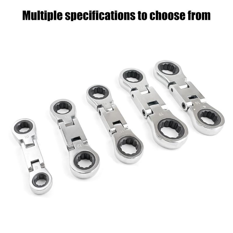 5Pcs Flexible Ratchet Wrench Spanner Gears Ratcheting Combination Flexible Wrench Quick Release Spanner for Repair