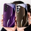 Glass Phone Case for Samsung Galaxy A01 A02 A03 Core A04 A14 4G A13 A54 A34 31 20 25 23 22 5G S21 Ultra S20 Smile Blue Purple