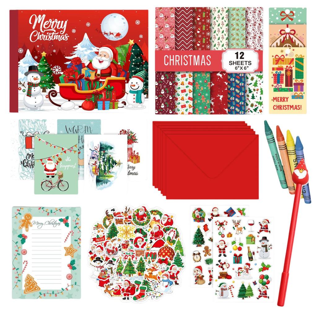 Merry Chrismas,Christmas Diary Set 87 Pieces, Christmas And New Year Gift Scrapbook Children's Diary Set For Girl 1ml
