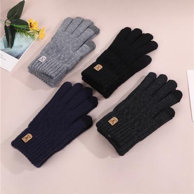 Winter Gloves for Men, Thickened with Velvet, Warm Winter Gloves, Men with Velvet, Touch Screen Wool Knitted Gloves