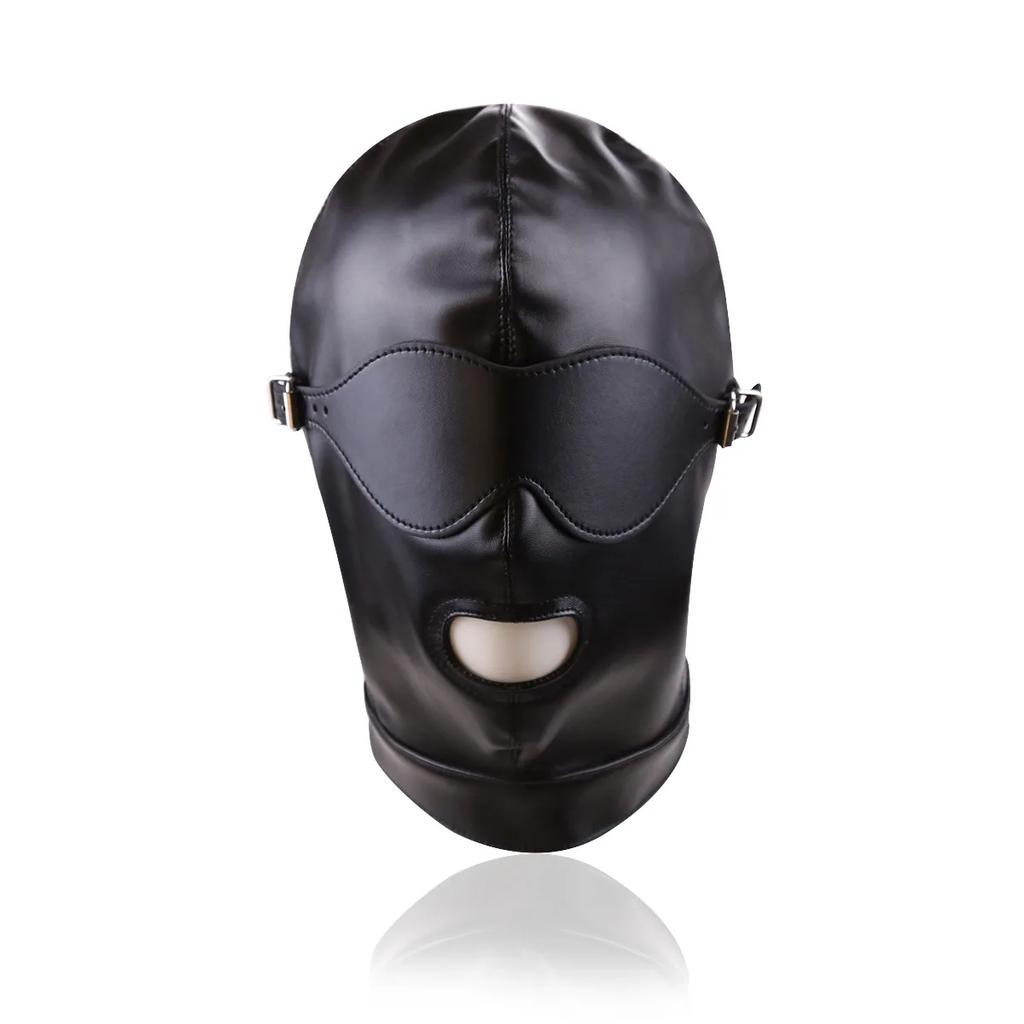 Leather Sexy Mask  Adjustable Strap Character Party with Fake Penile Full Package Binding Couple Game Mask Flirting Hat 18+