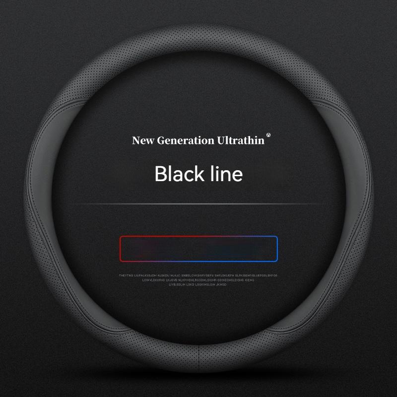 Full Leather Cover for All Seasons Auto Steering Wheel Cover Ultra-Thin Non-Slip Round Breathable Car Steering Wheel Protector