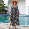 European & American Cotton Print Plus Size Loose Beach Dress Cover-Up for Women