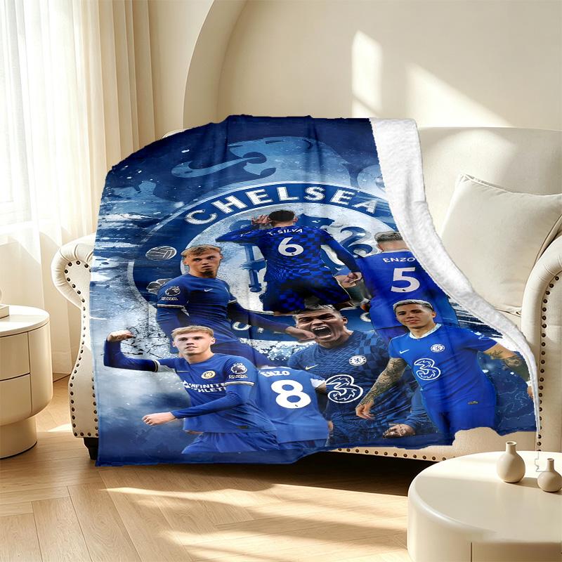 Chelsea F.C Pattern Blanket for Home Decoration, Bed, Sofa, Car Travel, Camping, Suitable for All Seasons, Birthday Christmas Gift