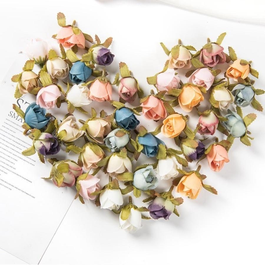 50/100PCS MINI Silk Rose Artificial Flowers Christmas Garland Wedding Bridal Bouquets Accessories Home Vase Decoration Scrapbook